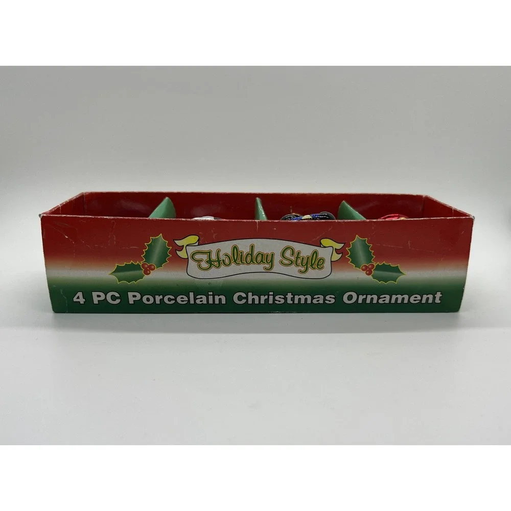 Holiday Style Porcelain Snowman Christmas Ornaments Set‎ Of 4